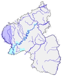 Hydrotec bearbeitet für Rheinland-Pfalz die Planungseinheiten Mosel/Saar (hellblau) und Sauer/Prüm (dunkelblau).