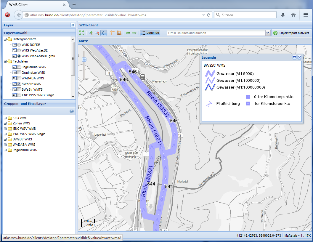 WSV-Atlas enthält Geo-Informationen der Bundeswasserstraßen.