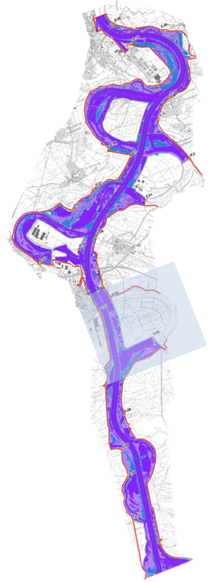 Rheinabschnitt zur Modellierung von Polder Elisabethenwört