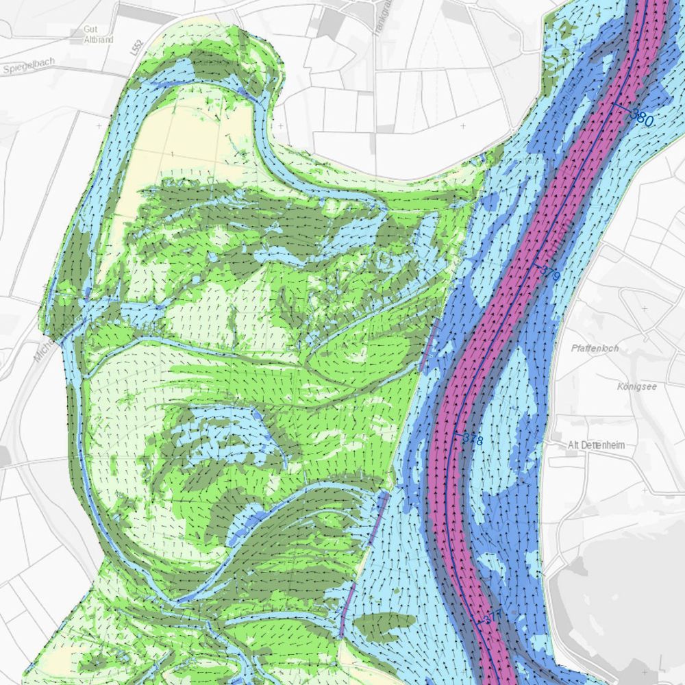 Gewässermodellierung Hochwasserschutzplanung Beispiel Modell Rheinpolder