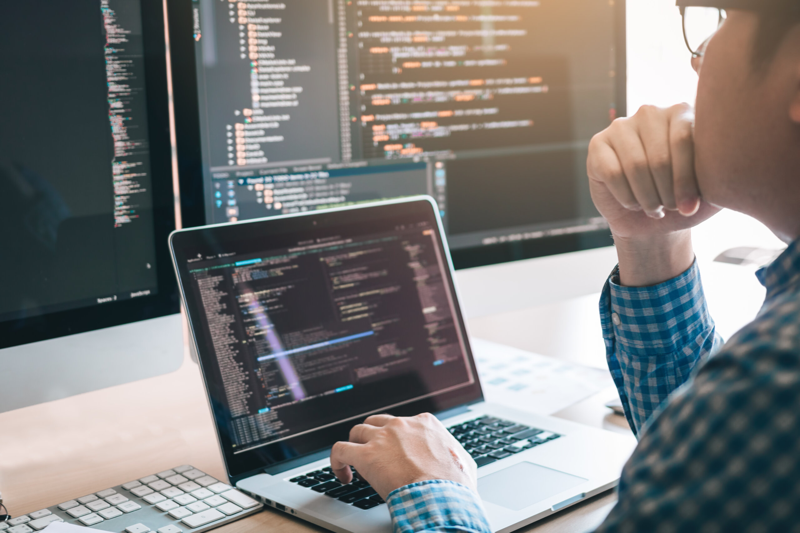Stress developing programming looking coding technology working