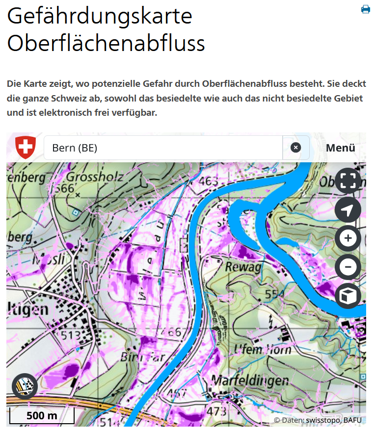 GOA 2018 - Starkregengefahrenkarten für die Schweiz und Liechtenstein
