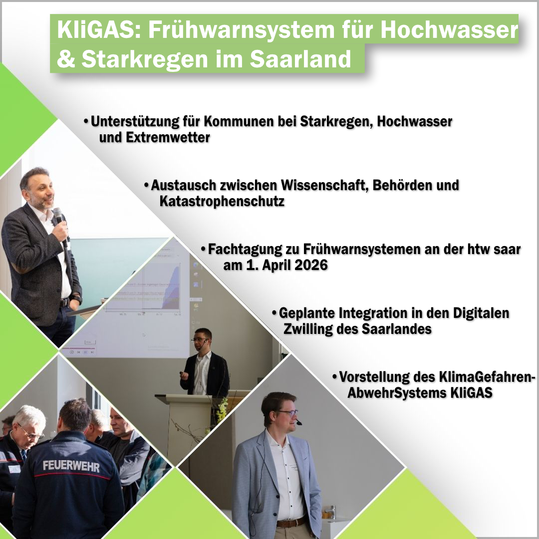 KliGAS: Frühwarnsystem für Hochwasser & Starkregen – 1 KliGAS Tagung htw saar Beitragsbild