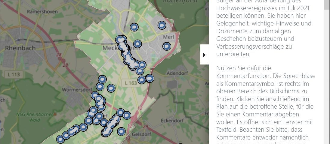 Portal Hochwasseraufarbeitung mit HydroAS MapView