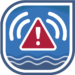 HydroWarn HydroWarn Logo, Wasserwellen. rotes Dreieck, Schallwellen