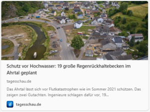Tagesschau-Meldung Schutz gegen Hochwasser an der Ahr